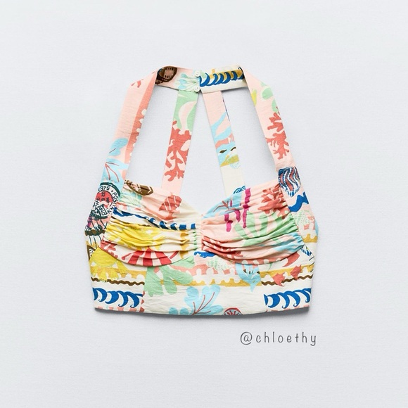 Zara 2-piece PATCHWORK PRINT TOP and PATCHWORK PRINTED CAPE SKIRT - Picture 3 of 11